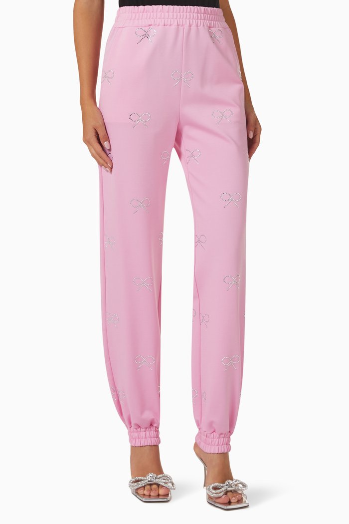 

Crystal Bow Sweatpants in Cotton-blend Fleece, Pink