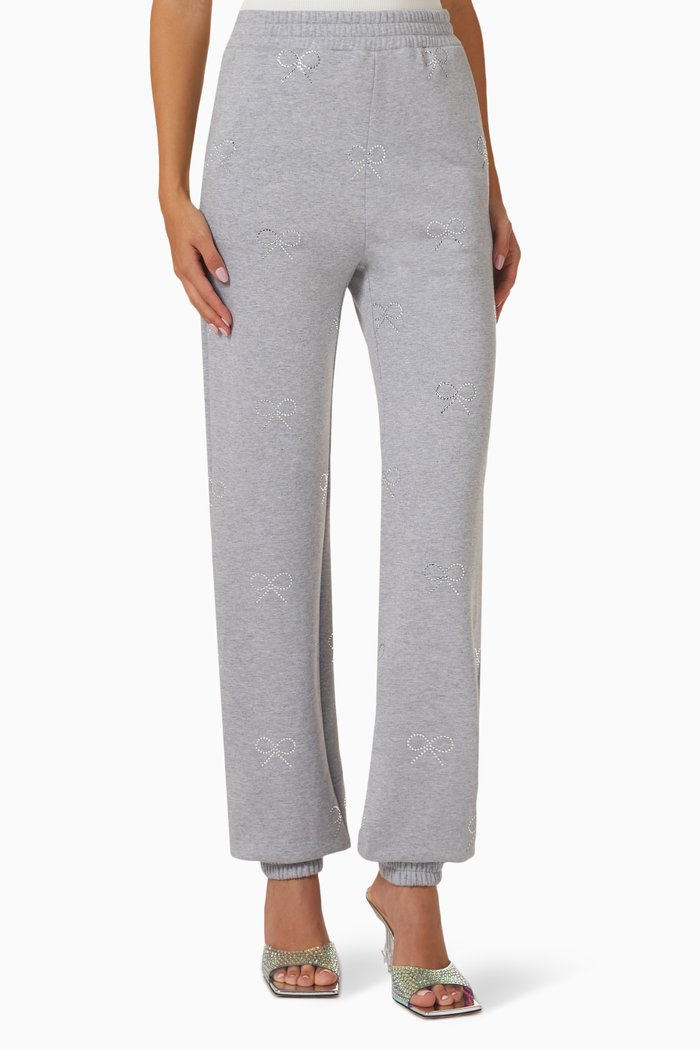 

Crystal Bow Sweatpants in Cotton-blend Fleece, Grey