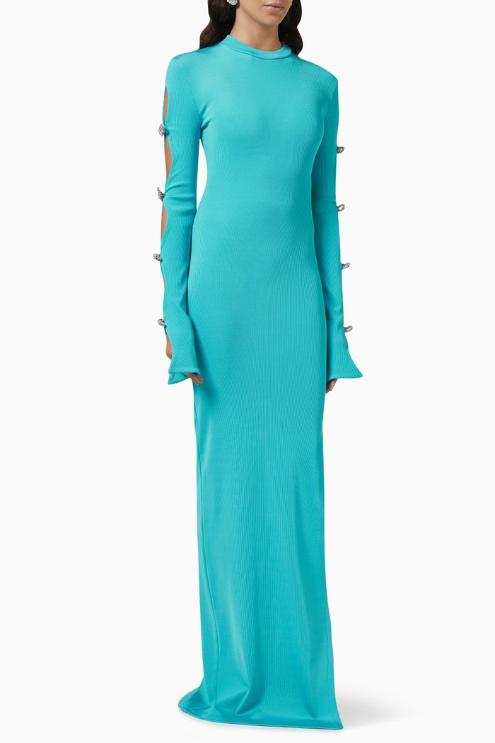 

Crystal Bow Cut-out Maxi Dress in Stretch-viscose, Blue