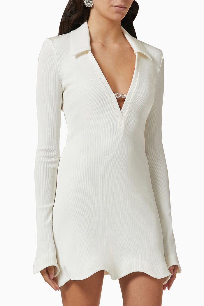 

Crystal Bow Mini Dress, Neutral