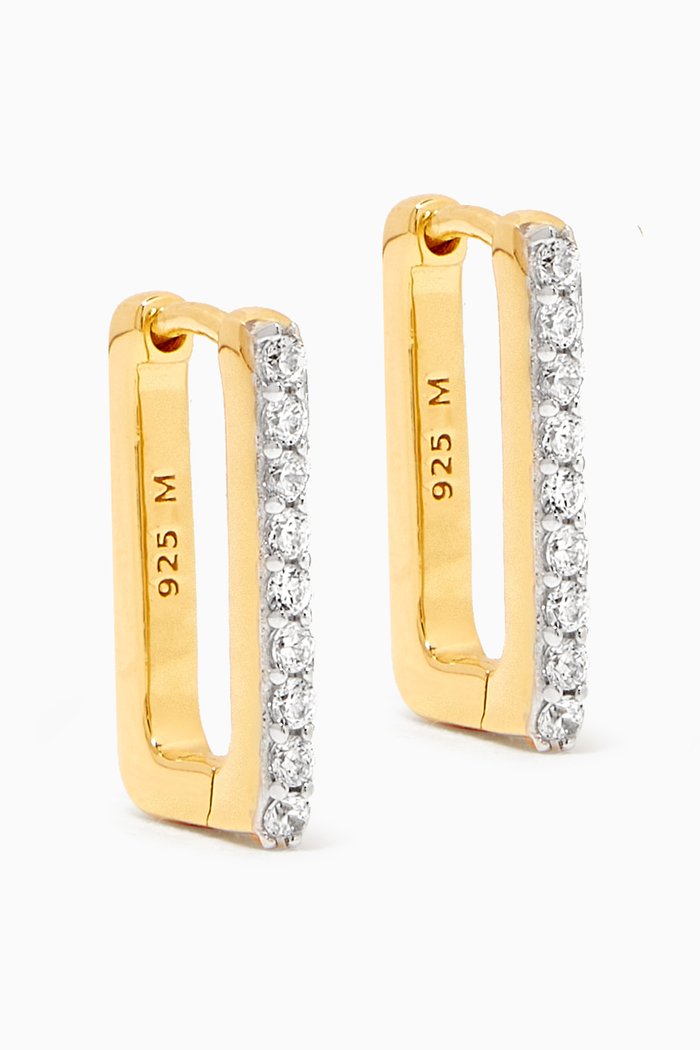 

CZ Pavé Ovate Earrings in 18kt Recycled Gold-plated Vermeil
