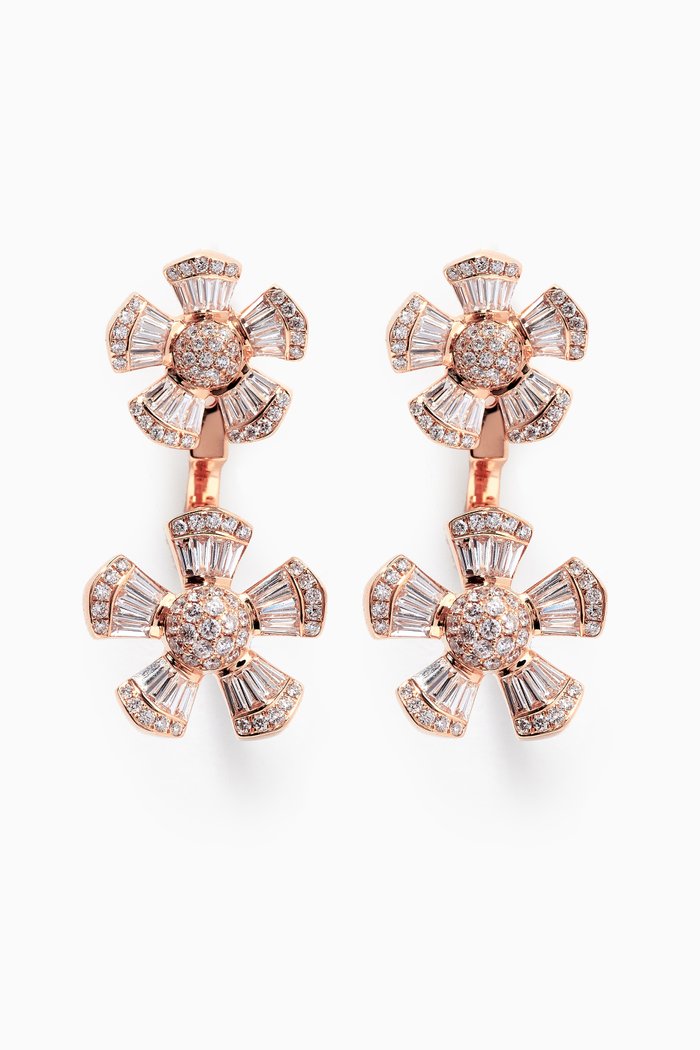

Fluer Double Stud Diamond Earrings in 18kt Rose Gold