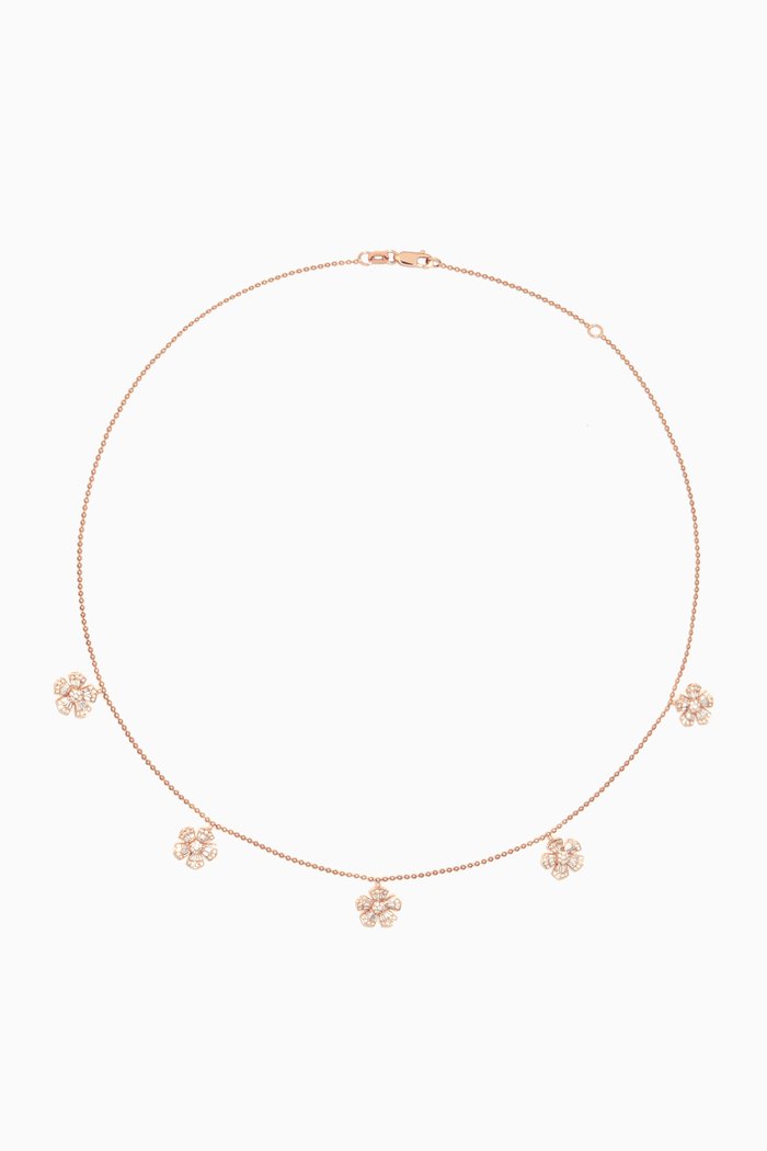 

Fleur Mini Diamond Necklace in 18kt Rose Gold