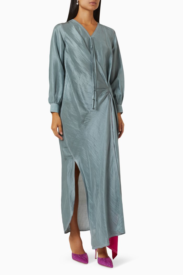 

Scarlett Draped Maxi Dress in Silk, Green