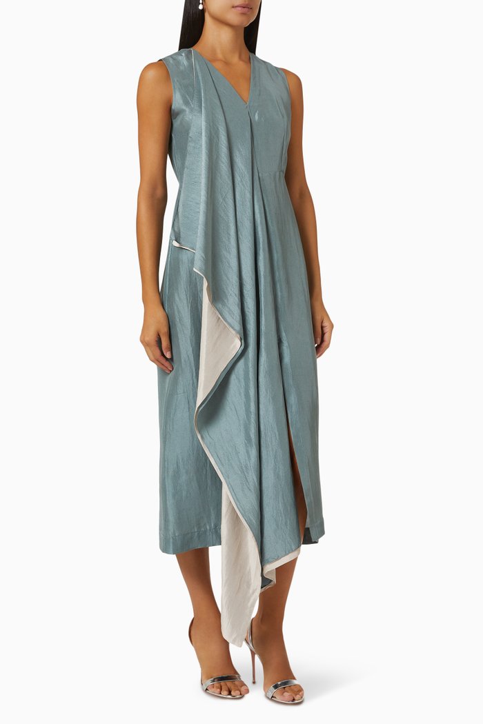 

Camilla Draped Maxi Dress in Silk, Green