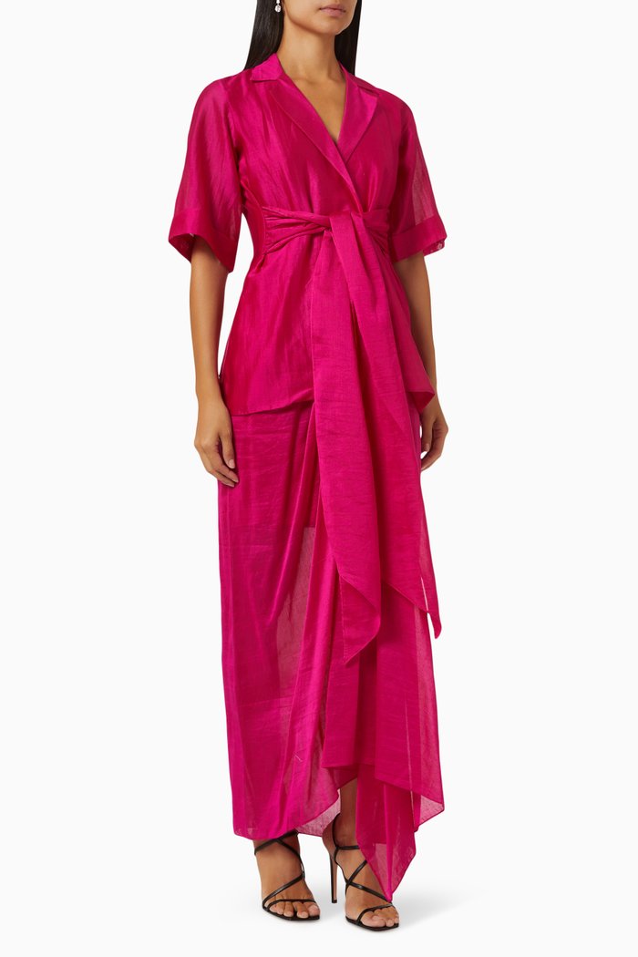 

Candy Co-ord Set in Handloom Chanderi, Pink