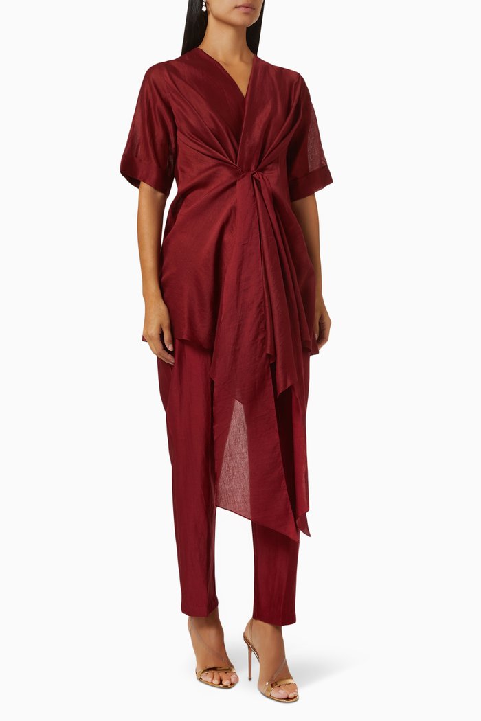

Tyra Co-ord Set in Handloom Chanderi, Red