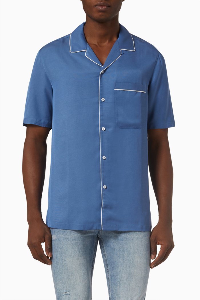 

Downtown Resort Shirt in Viscose & Lyocell, Blue