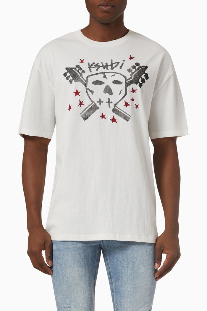 

Skull & Guitars T-shirt in Cotton, White