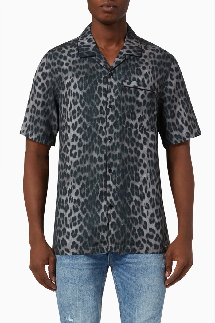 

Big Kat Resort Shirt in Viscose-blend, Black