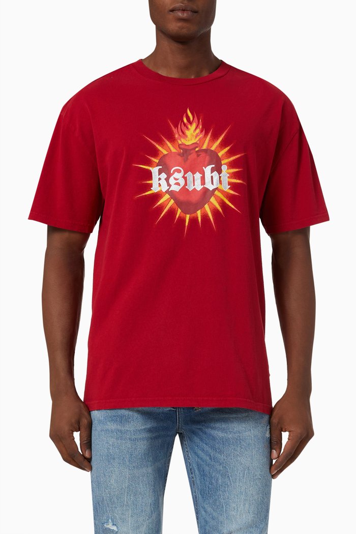 

Heart Biggie T-shirt in Cotton Jersey, Red
