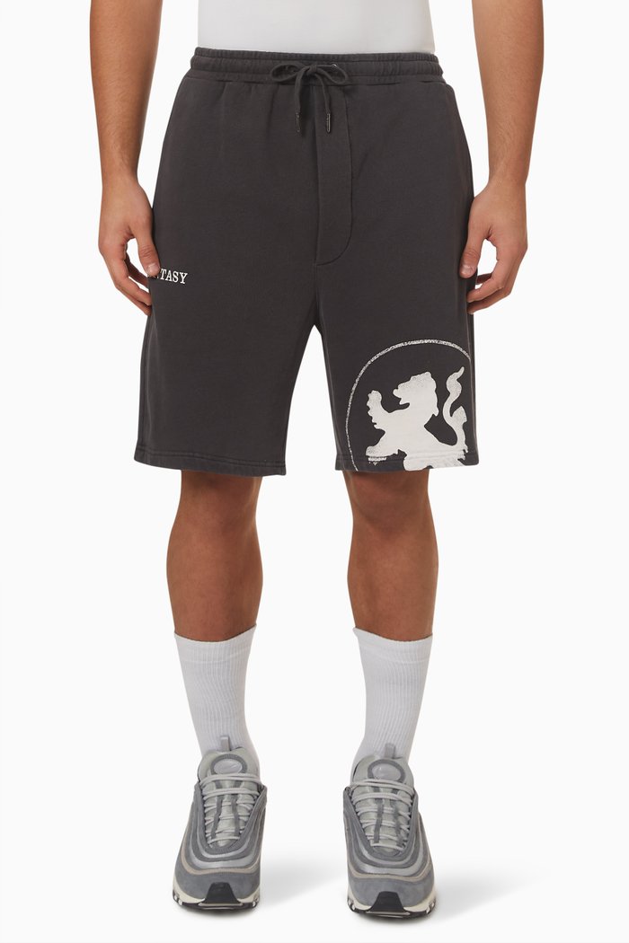 

Lion Trak Sweatshorts in Cotton Fleece, Black