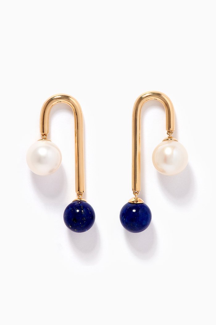 

Kiku Glow Lapis Lazuli Pearl Earrings in 18kt Yellow Gold