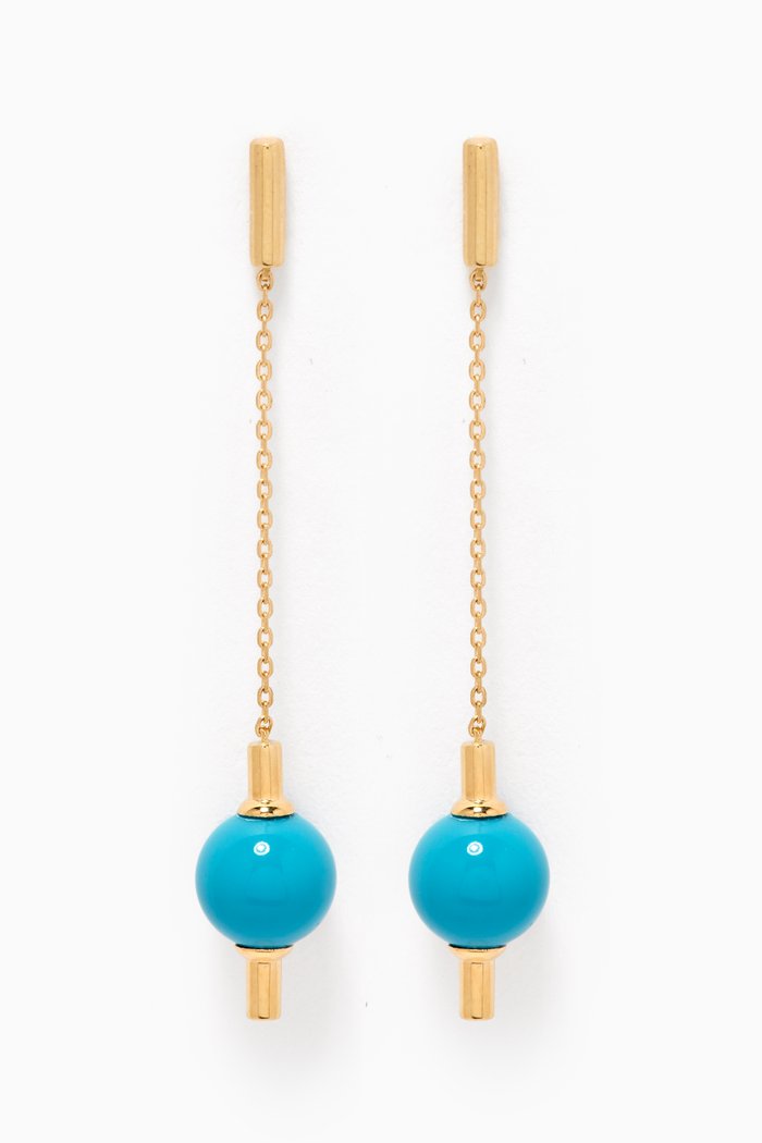 

Kiku Glow Turquoise Drop Earrings in 18kt Yellow Gold