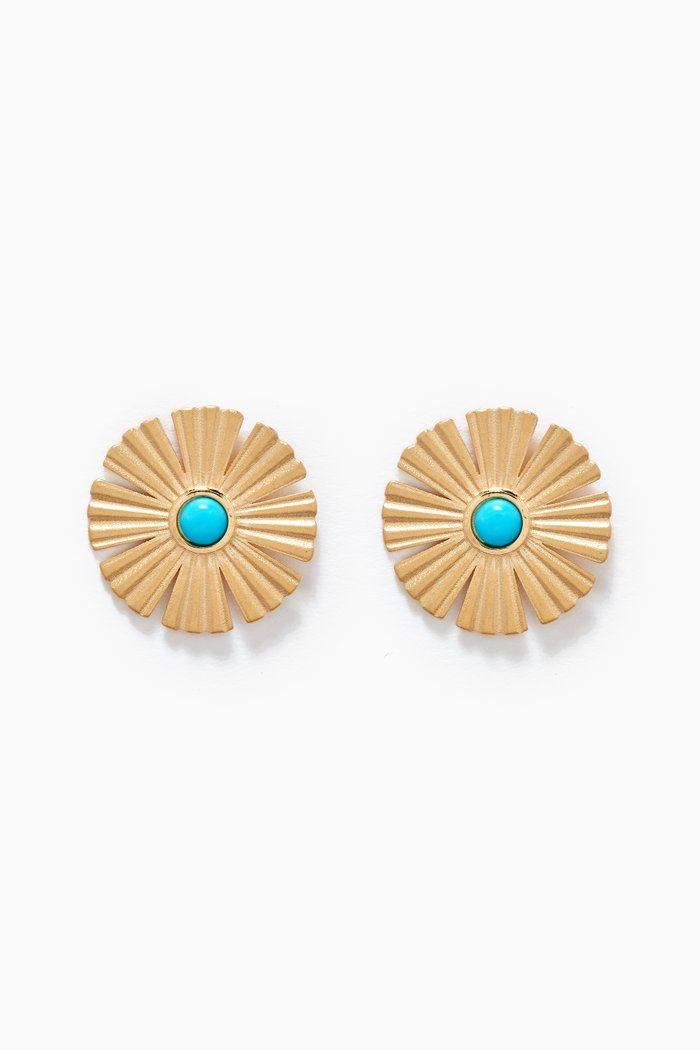 

Farfasha Sunkiss Turquoise Stud Earrings in 18kt Gold, Yellow