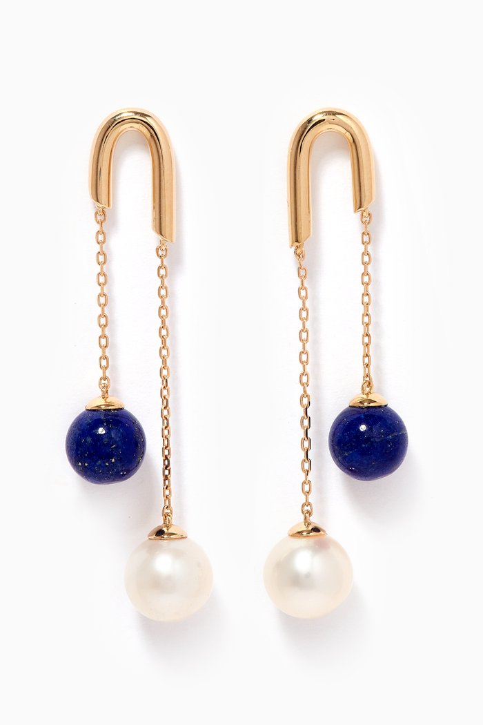 

Kiku Glow Lapis Lazuli Pearl Drop Earrings in 18kt Yellow Gold