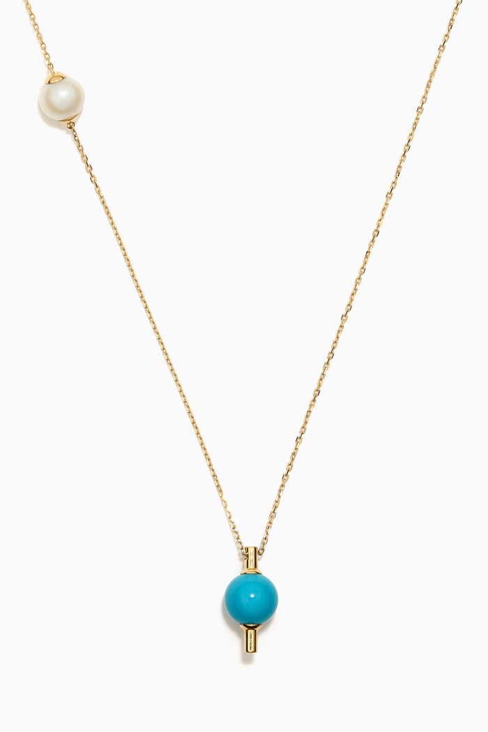 Kiku Glow Turquoise Pearl Necklace in 18kt Yellow Gold