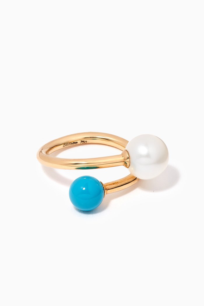 

Kiku Glow Turquoise Pearl Ring in 18kt Yellow Gold