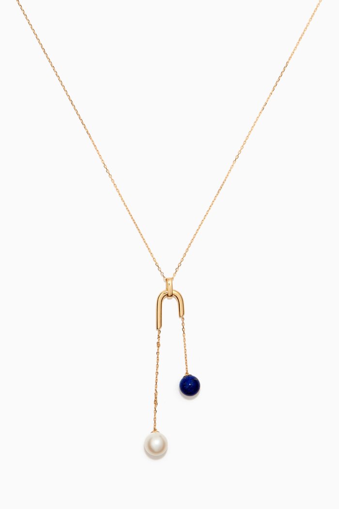 

Kiku Glow Lapis Lazuli Pearl Drop Necklace in 18kt Yellow Gold