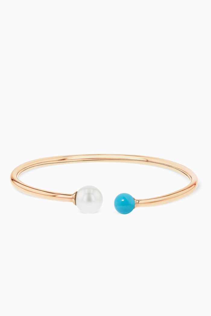Kiku Glow Turquoise Pearl Bangle in 18kt Yellow Gold