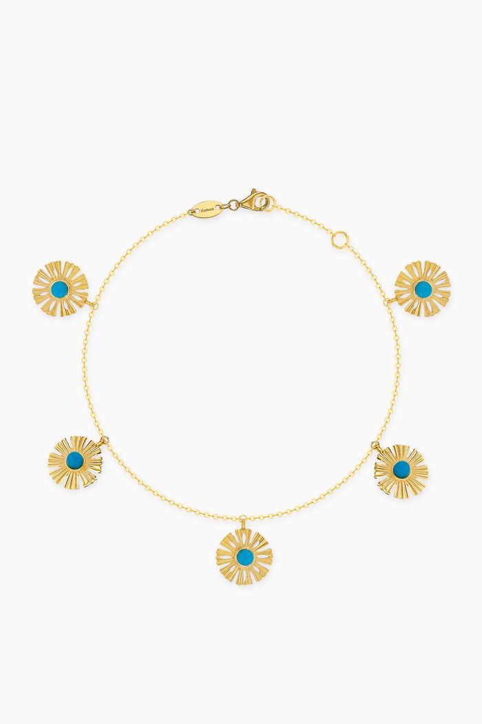 

Farfasha Sunkiss Turquoise Anklet in 18kt Yellow Gold