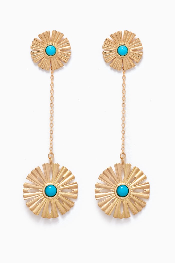

Farfasha Sunkiss Turquoise Drop Earrings in 18kt Gold, Yellow