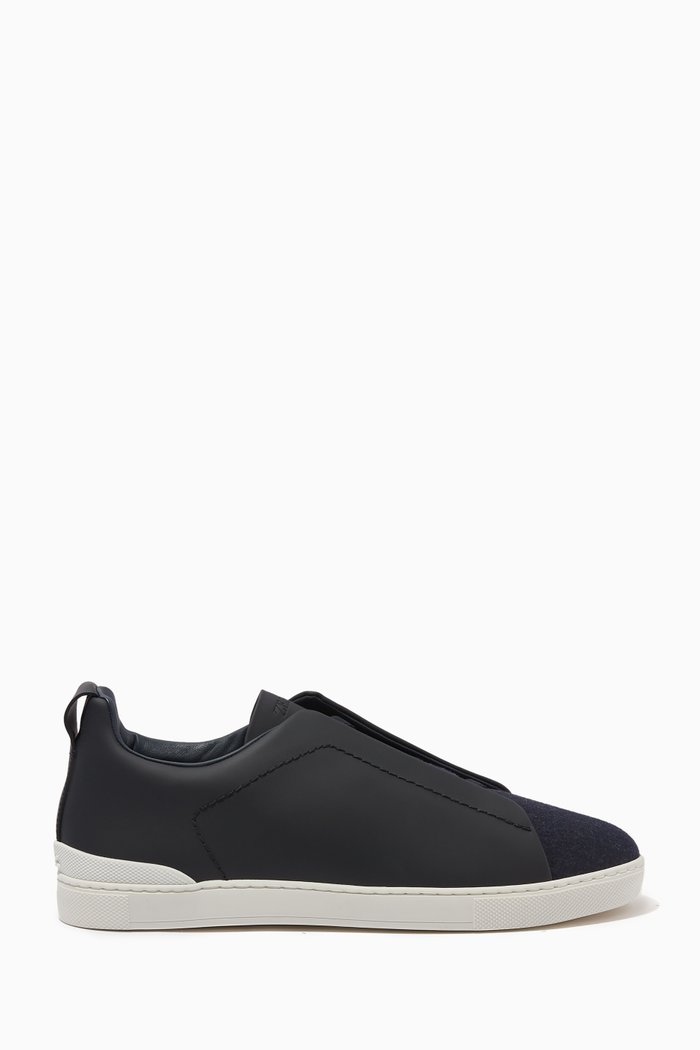 

Triple Stitch™ Low-top Sneakers in Leather & Flannel, Blue