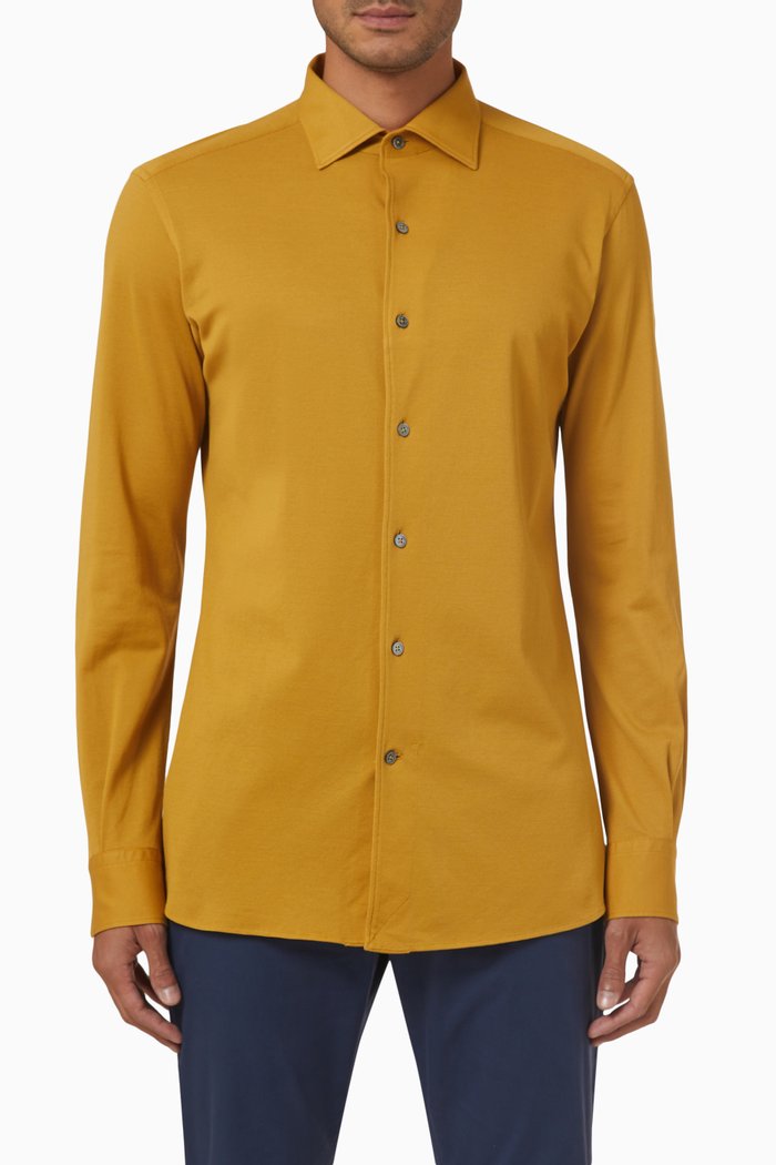 Long Sleeve Shirt in Cotton Jersey, Orange