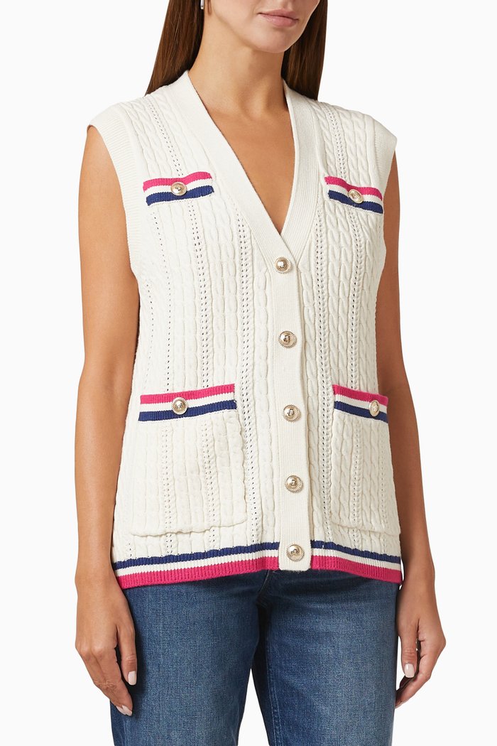 

Martingale Braided-knit Cardigan in Viscose-blend, Neutral