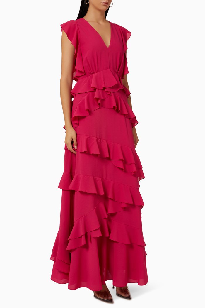 

Tiered Ruffle Maxi Dress, Pink