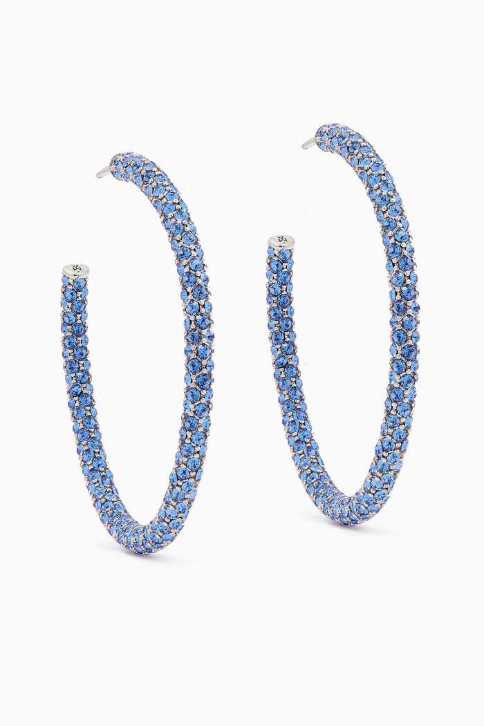 

Large Cameron Crystal-embellished Hoop Earrings, Blue
