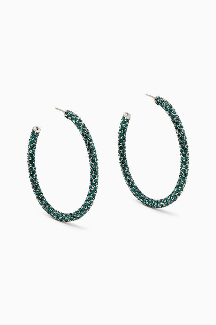 

Large Cameron Crystal-embellished Hoop Earrings, Green