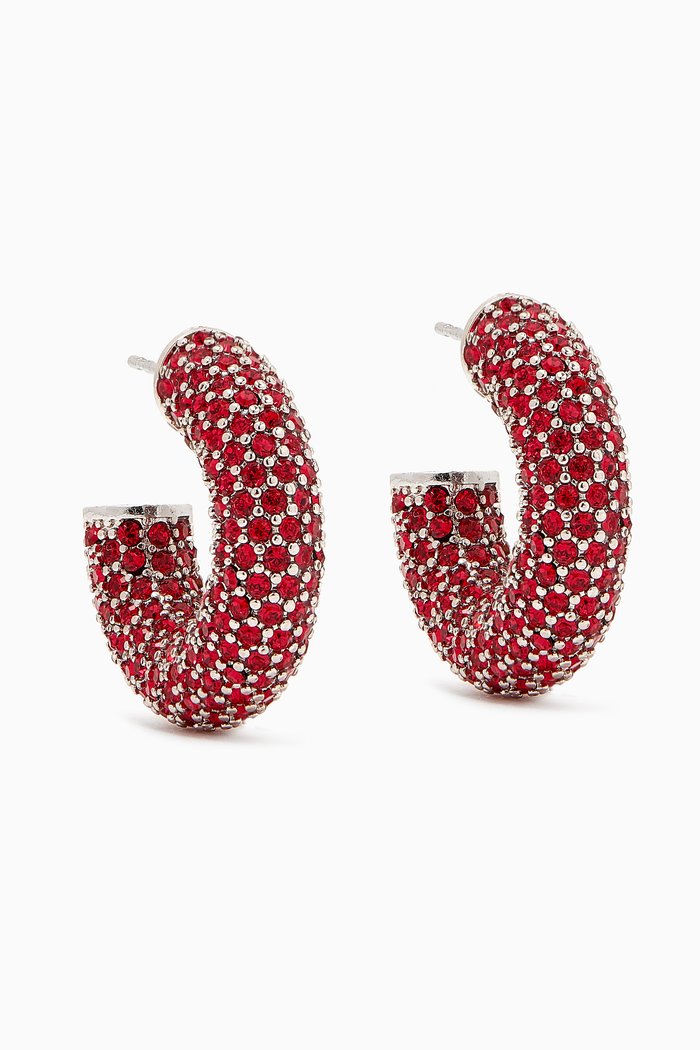 

Mini Cameron Crystal Hoop Earrings, Pink