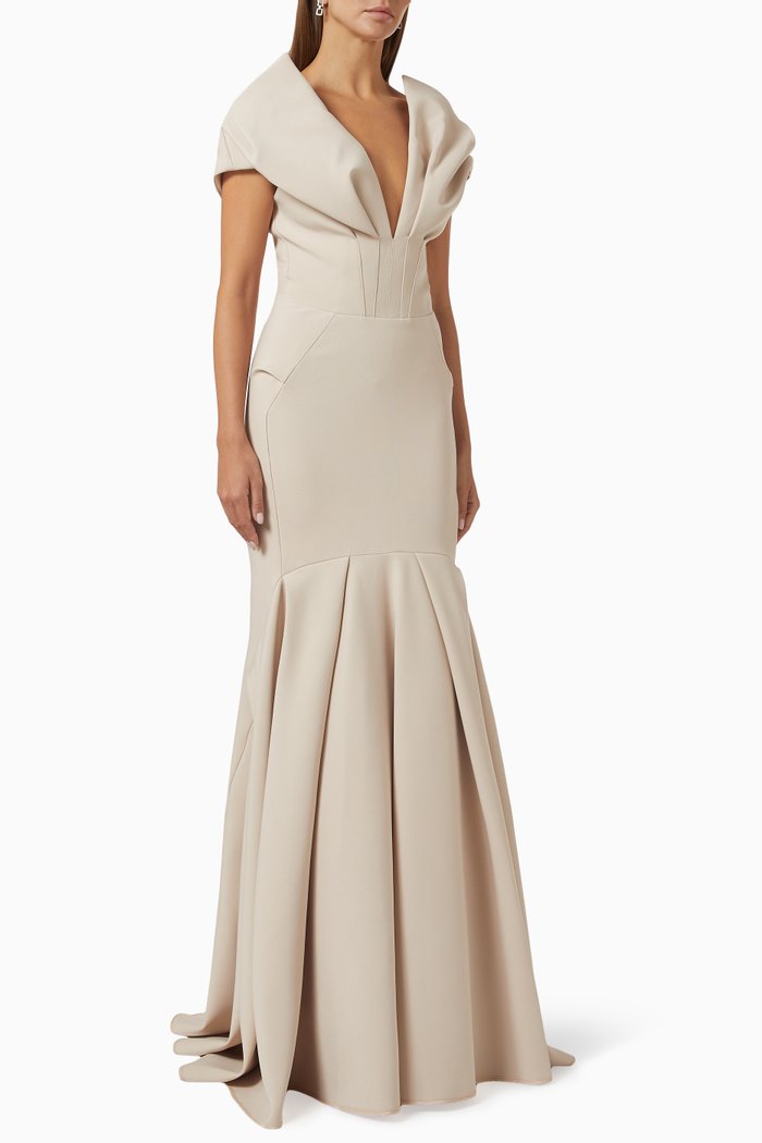 

Preside Corseted Gown in Stretch-crêpe, Neutral