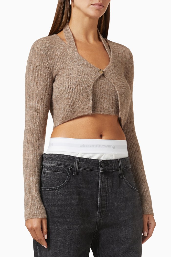 

Twinset Halter Cardigan in Alpaca, Neutral
