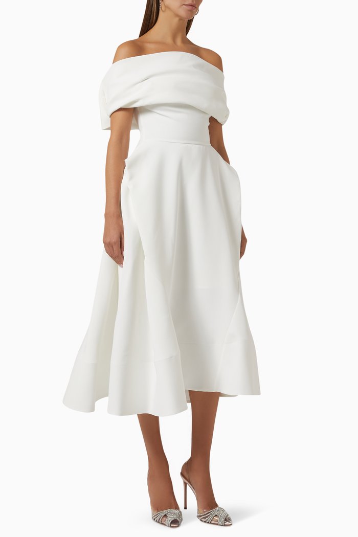 

Adagio Off-shoulder Midi Dress, White