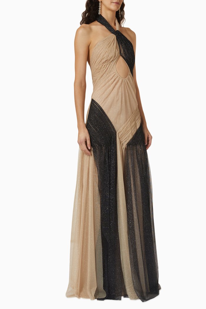 

Light Body Maxi Dress in Glitter Tulle, Black