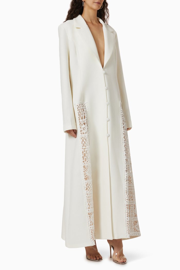 

Light Atoms Blazer Maxi Dress in Wool, White