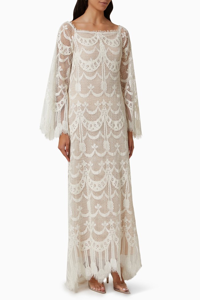 

Nebulous Maxi Dress in Lace, White