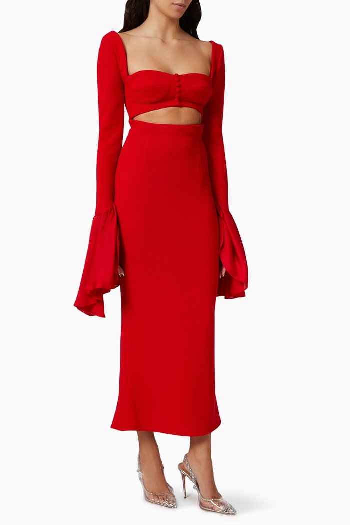 

Energy Streams Cut-out Maxi Dress in Crepe, Red