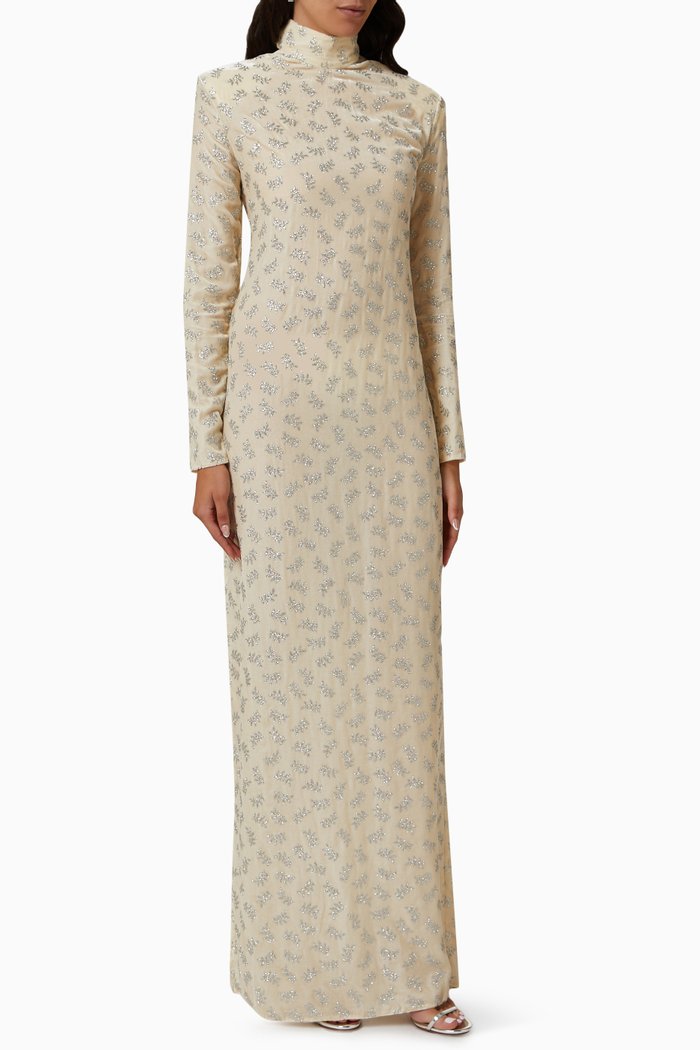 

Rigpa Maxi Dress in Velvet, White