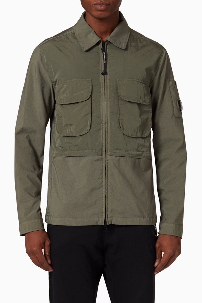 

Taylon P Overshirt Jacket in Mixed Recycled Nylon, Green
