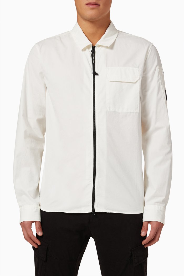 

Zipped Shirt in Gabardine, Neutral