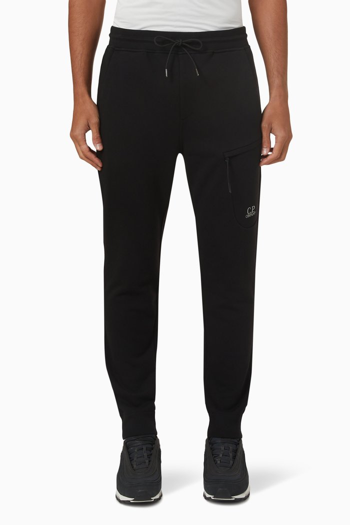 

Sweatpants in Diagonal Raised Fleece-cotton, Black