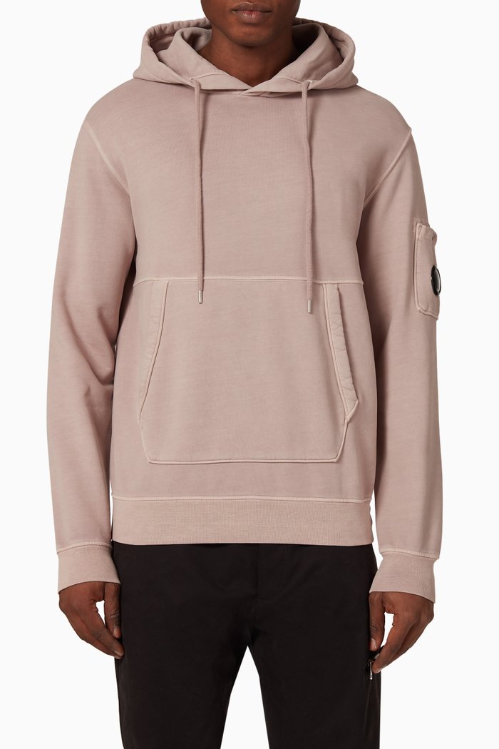 

Brushed & Emerized Diagonal Hoodie in Fleece, Pink