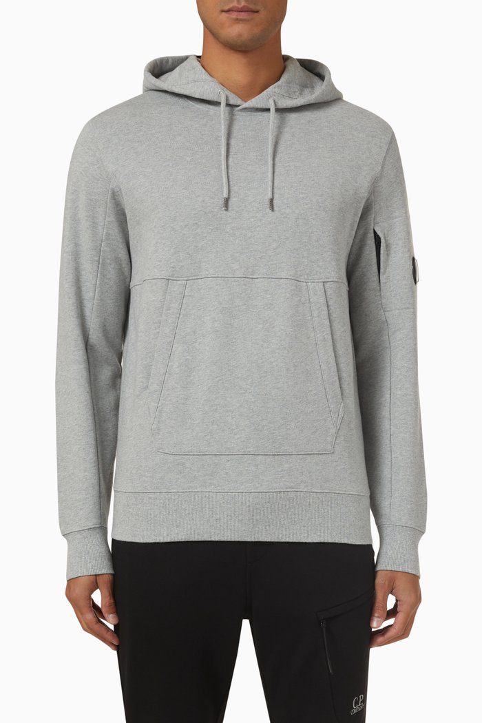 

Hoodie in Diagonal Raised Fleece-cotton, Grey