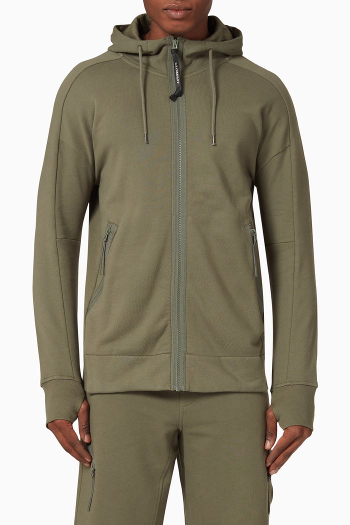 

Diagonal Raised Hoodie in Fleece, Green