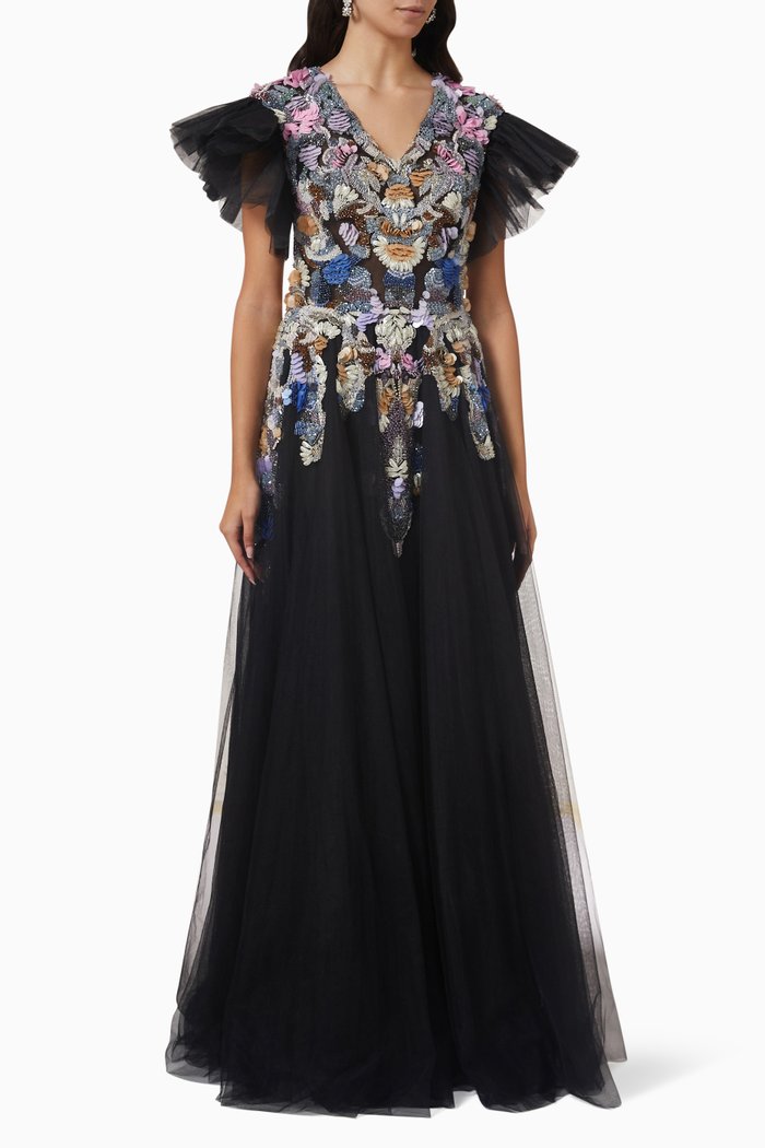 

Embellished Gown in Tulle, Black