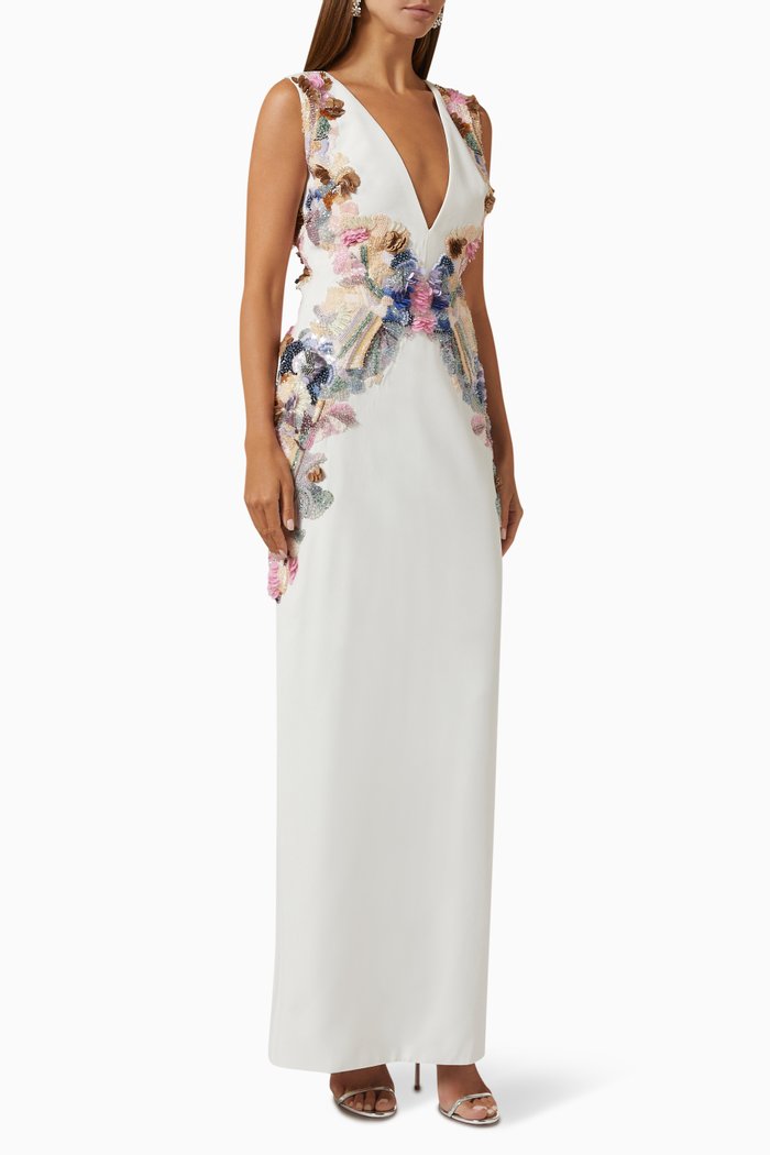 

Embellished Gown in Canton Crepe, Neutral