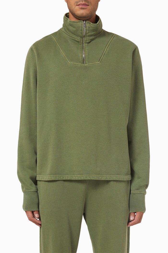 

Half-Zip Pullover in Cotton, Green